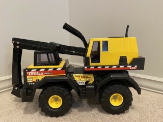 1997 Tonka Mighty 748 Big Yellow Toy Excavator Backhoe Metal Truck