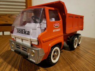 Tonka Dump Truck.  Hydraulic Gas Turbine.  ORANGE.  Vintage 1960s. 3