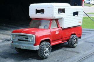 Tonka Dodge Pickup Truck W/camper - Pressed Steel