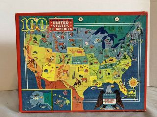 United States Of America Puzzle 100 Piece Jigsaw Puzzle Golden Kraft Vintage