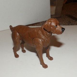 Brown Plastic " Talking " Dog 4.  5 " Tall,  6 " Long - Pants And Barks - Mouth Opens