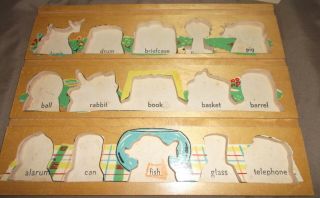 Simplex Child’s Wood Peg Puzzle Made In Holland,  Vintage 3D,  Animals & Objects 2