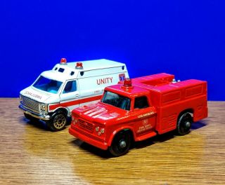 Matchbox Fire Rescue Lesney Squad 51 And Chevy Ambulance Custom Kitbash