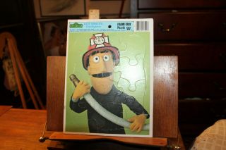 Vintage Whitman Frame Tray Puzzle 1981 Sesame Street Guy Smiley Firefighter