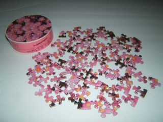 Vintage 1973 Springbok Round Mini Jigsaw Puzzle Nature Scapes Ice - Pink Dasies