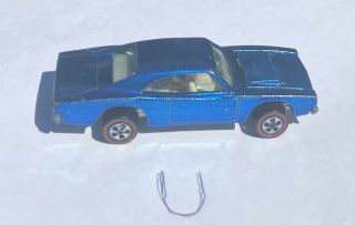 1969 Hotwheels 6268 Custom Dodge Charger Usa Base,  Medium Blue Redline