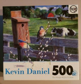 Blue Bird & Cow By Kevin Daniel 500 Piece Puzzle Farm Holsteins Sure Lox 19 " X14 "