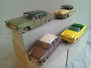 Dinky Toys By Meccano France,  4 Old Cars,  Chrysler,  Fiat,  Lincoln,  Buick