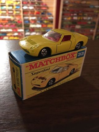 Matchbox Lesney Superfast Sf33 Lamborghini Miura - Rare Yellow,  Boxed