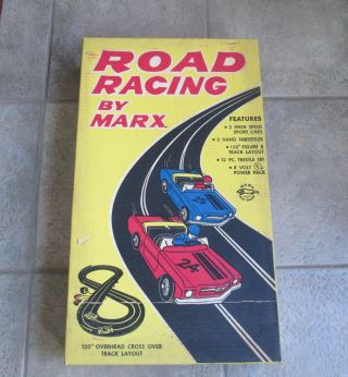 Rare 1965 Marx Ford Mustang Road Racing Slot Car Set 19450 Complete