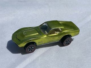 Vintage Lime Yellow Us Custom Corvette Redline Hotwheel Diecast Car