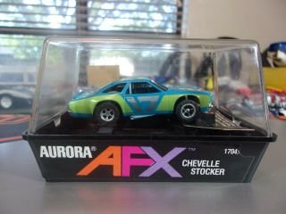 Vintage Aurora Afx Non Magnatraction 1704 Chevelle Stocker Green/blue W/case