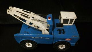 Vintage Mighty Tonka Blue Boom Wrecker Tow Truck Metal Diecast Toy