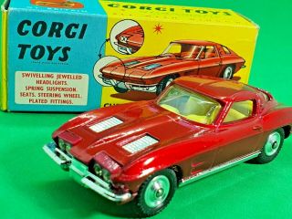 Vintage Corgi Toys,  Chevrolet Corvette Sting Ray,  310,  Metallic Red Body