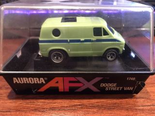 Vintage Aurora AFX Lime Green/ Blue Dodge Street Van Slot Car 1748 2