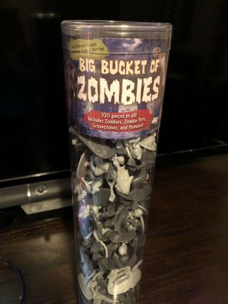 Scs Direct Zombie Plastic Action Figures - Big Bucket Of 100 Zombies & Pets