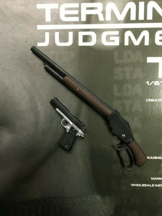1/6 Hot Toys Terminator 2 T2 Mms117 T800 Arnold Black Shotgun & Pistol