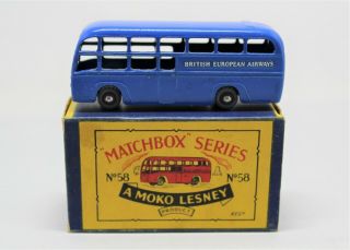 Matchbox Moko Lesney No58 Bea Coach In Blue With " B.  E.  A " Livery,  Gpw In B3 Box