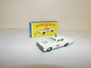 Matchbox Reg.  Wheel No.  55 - D 1968 Mercury Police Car White,  Blue Dome Code 8 Mib