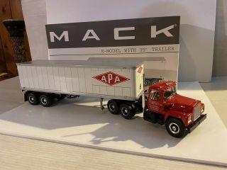 First Gear 1/34 Scale Truck,  R Model Mack Tractor W/35’ Trailer Apa Transport