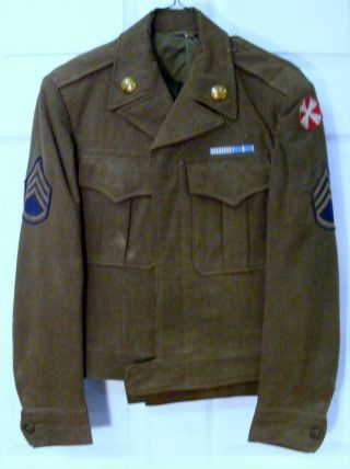 World War 2 U.  S.  Army 8th Army Uniform Coat 34r Pants Garrison Cap & Tie