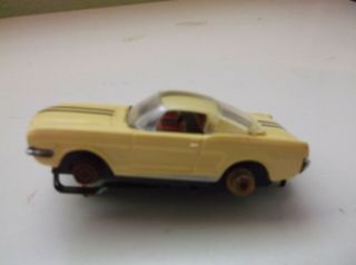 Vintage Aurora Slot Car Ford Mustang Fastback Yellow W/ Black Strips