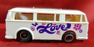 Vintage Tyco Pro Slot Car Vw Bus Peace Love Hong Kong White Volkswagen Ho Scale