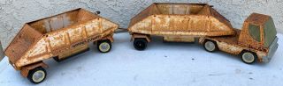 Vintage 1960s Nylint Steel Toy Truck & 2 Trailer Gravel Hauler Dumper 42 " Long