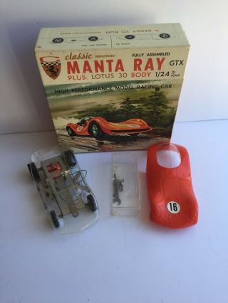 Classic Manta Ray & Lotus 1/24 Scale Slot Car & Box For Parts/repair - Incomplete
