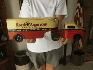 Vintage Tin Toys Banner Truck American Van Lines 1950s