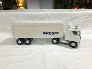 Vintage Ertl Maxtor Pressed Steel Semi Tractor Truck & Trailer