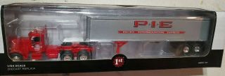 1/64 First Gear Dcp Red Pie Peterbilt 351 With Van Trailer P.  I.  E.