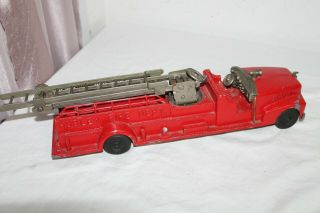 Vintage Hubley Kiddie Toy Aerial Ladder Fire Truck Diecast Metal 1950s
