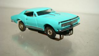 HO Scale Vintage Aurora TJet 67 Chevrolet Camaro turquise w/running TJet chassis 3