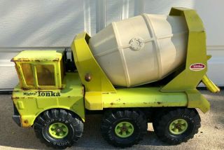 1970s Mighty Tonka Ready Mixer Cement Truck 3950 Lime Green With Tandem Axle 2