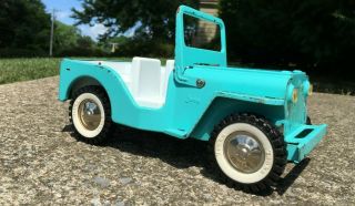 Vintage 60’s Tonka Pressed Steel Turquoise Blue Jeep Toy Vehicle