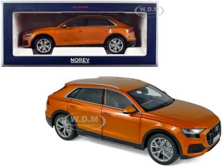 Mirror Broken 2018 Audi Q8 Orange Metallic 1/18 Diecast Model By Norev 188371