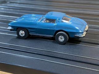 Aurora Slate Blue 63 Corvette Sting Ray Tjet Slot Car Vintage