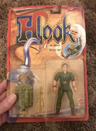 1991 Hook Air Attack Peter Pan Action Figure Toy He Can Fly Mattel Tri - Star