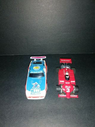 2 Tyco Slot Cars F - 1 Indy 3 Budweiser And 33 Tuner