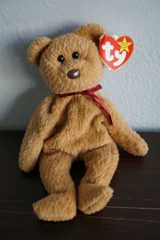 Ty Beanie Babies Curly The Bear With Errors And Tag 1993