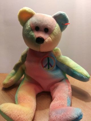 Ty Beanie Babies Peace Bear Rare And Retired Rare Tush Tag States " 1965 Kr "