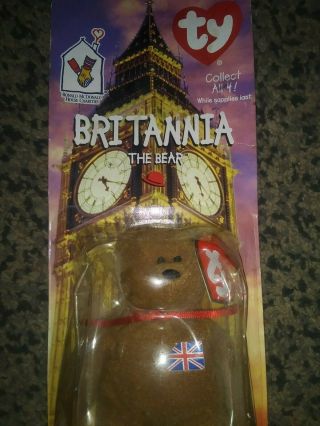 Ty Britannia the Bear McDonalds Teenie Beanie Baby with Errors on date 1999/1997 3
