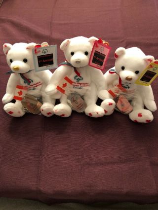 beanie babies rare Courageous Gold,  Silver & Bronze.  All Three Are Signed MWMTs 2