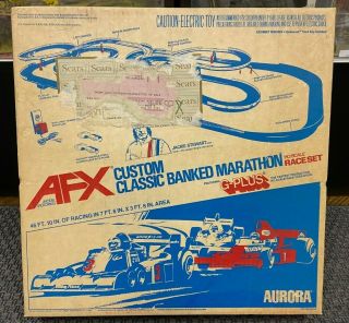 Vintage Afx Ho Scale Race Set Custom Classic Banked Marathon Stewart Aurora 1977