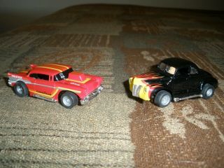 Vintage Ho Scale Cars Aurora / Afx / Mako / Tyco Two Cars Wilys 57 Chevy Bel Air
