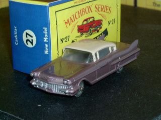 Matchbox Lesney Cadillac Sixty Special 27 Cx Red Base 20spw Sc6 Vnm Crafted Box