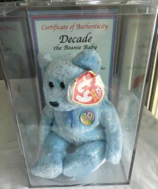 Ty - Decade The Bear Rare.  90 Of 100 Signed And Numbered.  Ny Toy Fair