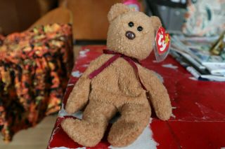 Rare Curly Curly The Bear Beanie Baby (with Tag Errors)