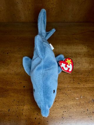 Rare Beanie Baby - 1996 - Crunch The Shark.  Style 4130 Tag W Errors